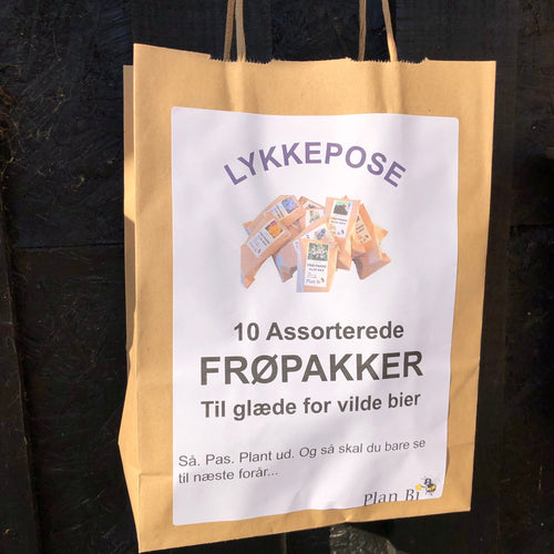 LYKKEPOSE MED 10 FRØPAKKER